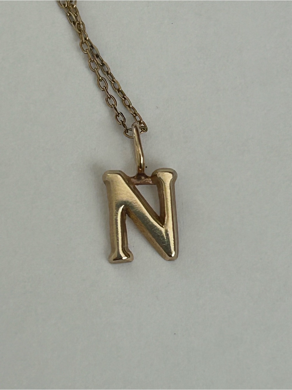 14k Gold 16" Necklace w/ Initial N